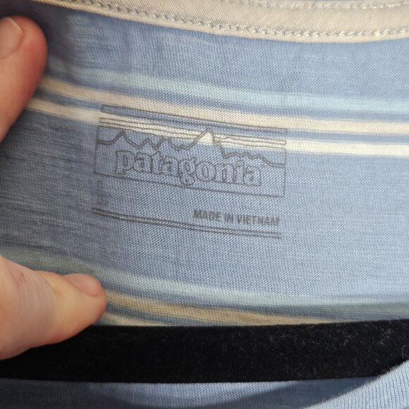 Patagonia Womens Striped Organic Cotton & Recycled Polyester Tank Top Blue/White - Picture 3 of 10